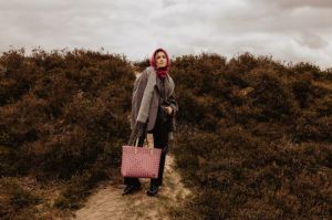 FAY SHOPPER NATUREL BROWN WITH RASPBERRY BROWN WITH RASP