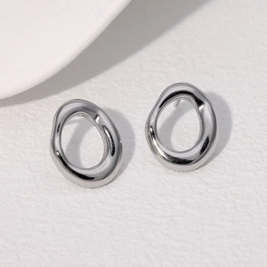 HOL - RONDE OPEN OORBELLEN - STAINLESS STEEL SILVER