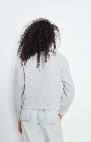 SWEAT ML COL ROND  GRIS