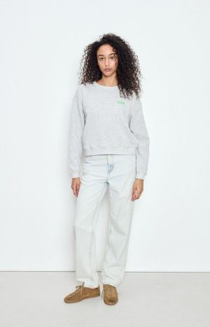 SWEAT ML COL ROND  GRIS