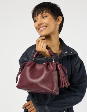 KIKI MIDI -DARK CHERRY SOFT GRAIN LEATHER DARK CHERRY