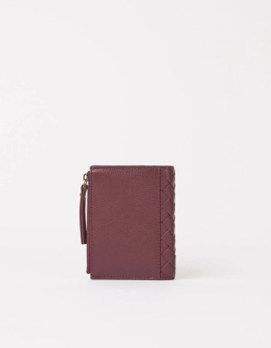 JAMIE WALLET - DARK CHERRY WOVEN SOFT GRAIN LEATHER DARK CHERRY