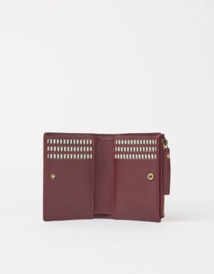 JAMIE WALLET - DARK CHERRY WOVEN SOFT GRAIN LEATHER DARK CHERRY