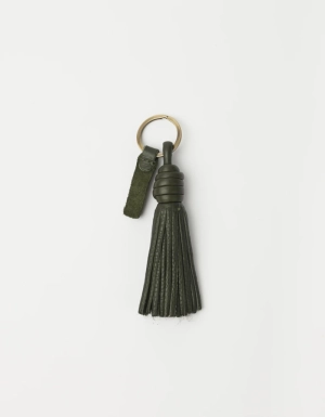TASSEL BAG CHARM - MOSS SOFT GRAIN LEATHER MOSS