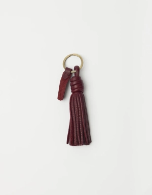 TASSEL BAG CHARM - DARK CHERRY SOFT GRAIN LEATHER DARK CHERRY