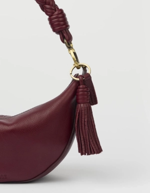 TASSEL BAG CHARM - DARK CHERRY SOFT GRAIN LEATHER DARK CHERRY