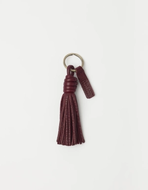 TASSEL BAG CHARM - DARK CHERRY SOFT GRAIN LEATHER DARK CHERRY