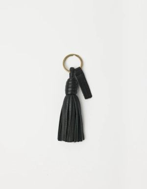 TASSEL BAG CHARM - BLACK SOFT GRAIN LEATHER BLACK