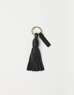 TASSEL BAG CHARM - BLACK SOFT GRAIN LEATHER BLACK