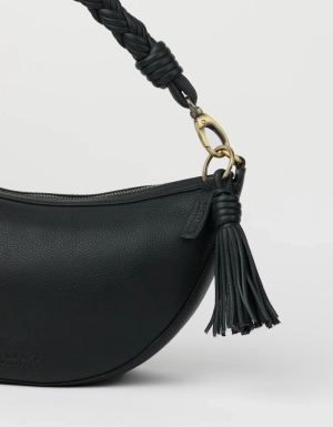 TASSEL BAG CHARM - BLACK SOFT GRAIN LEATHER BLACK