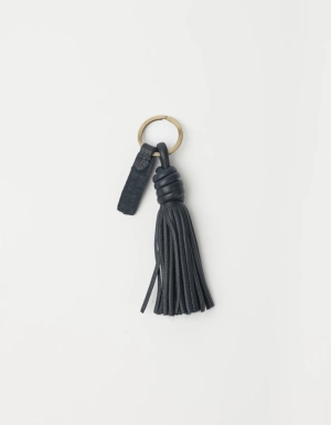 TASSEL BAG CHARM - UNIVERSE BLUE SOFT GRAIN LEATHER UNIVERSE BLUE