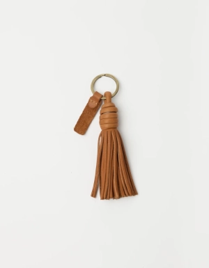 TASSEL BAG CHARM - WILD OAK SOFT GRAIN LEATHER WILD OAK