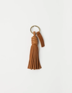 TASSEL BAG CHARM - WILD OAK SOFT GRAIN LEATHER WILD OAK