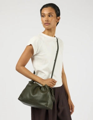 KIKI MIDI -MOSS SOFT GRAIN LEATHER MOSS