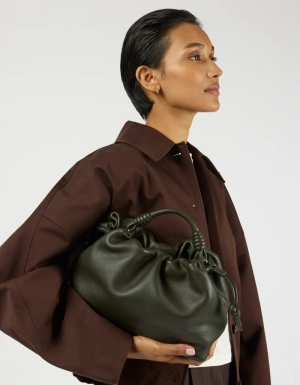 KIKI MIDI -MOSS SOFT GRAIN LEATHER MOSS